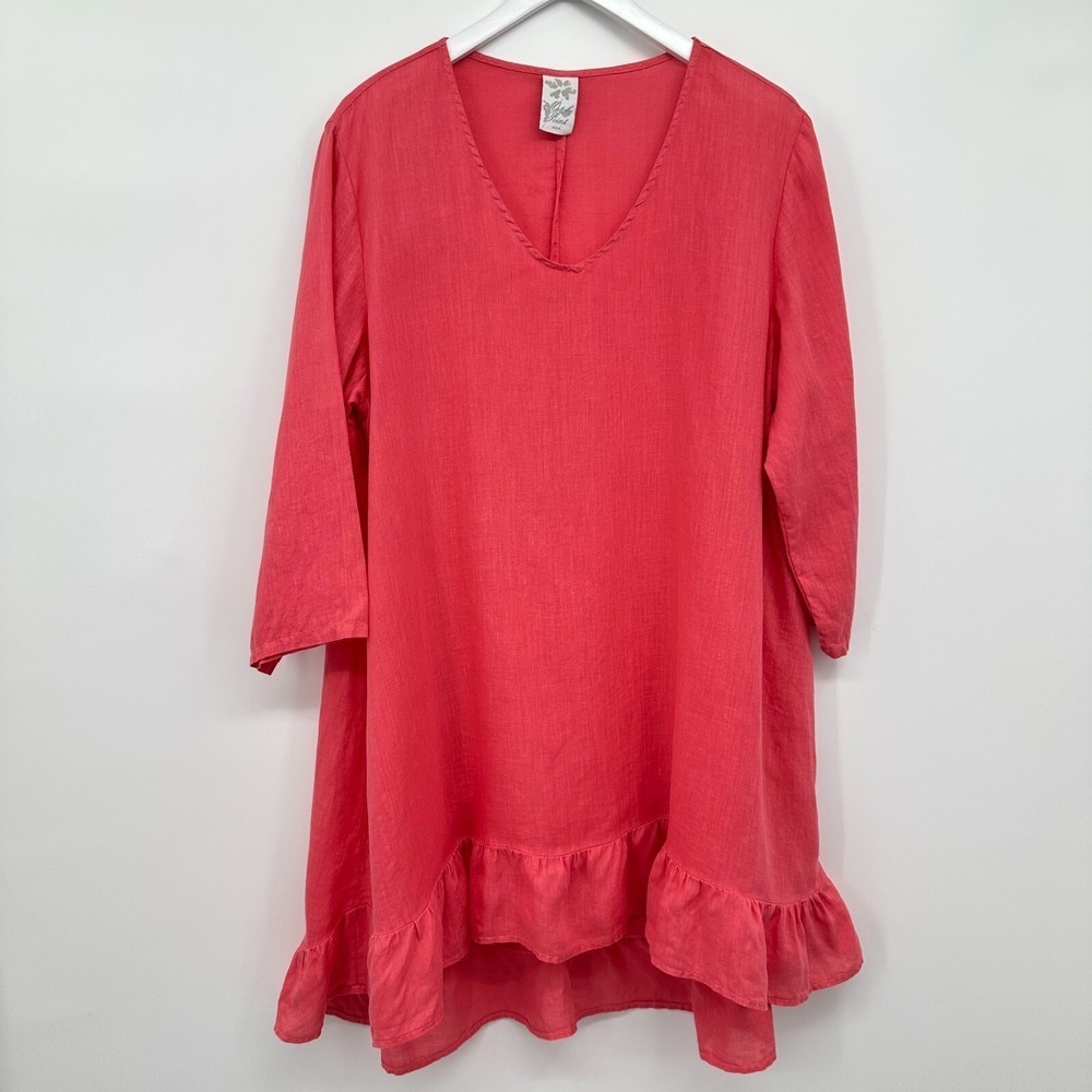 Match Point Tunic Shirt Dress Size XL 100% Linen Lagenlook Coastal Beachy‎ Boho